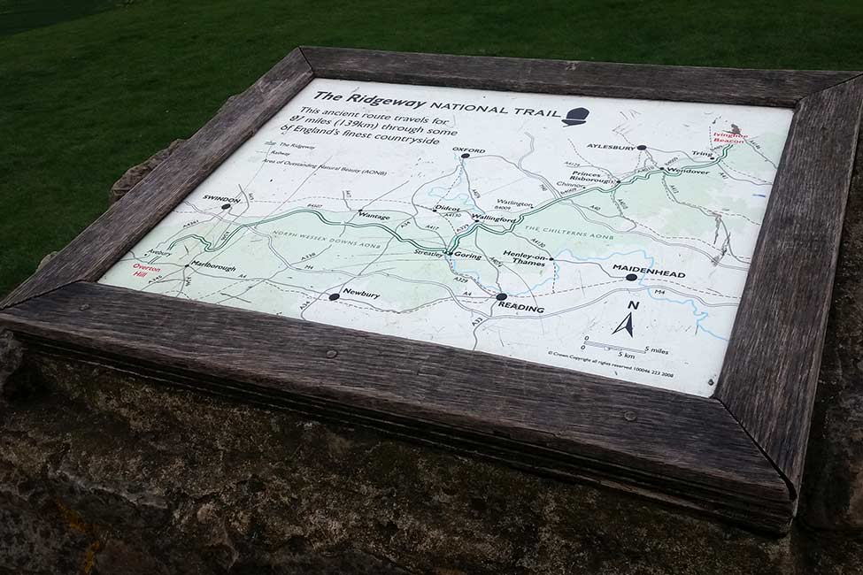 Full map of the Ridgeway from Ivinghoe Beacon